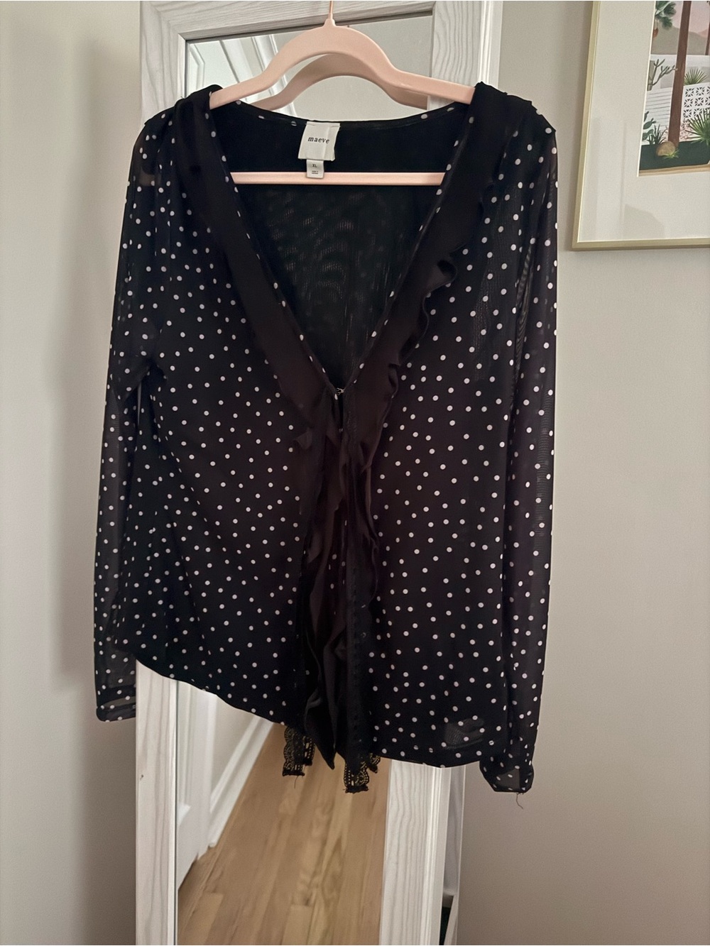 Anthropologie Black and white Polka Dot Women's blouse. New without tags.